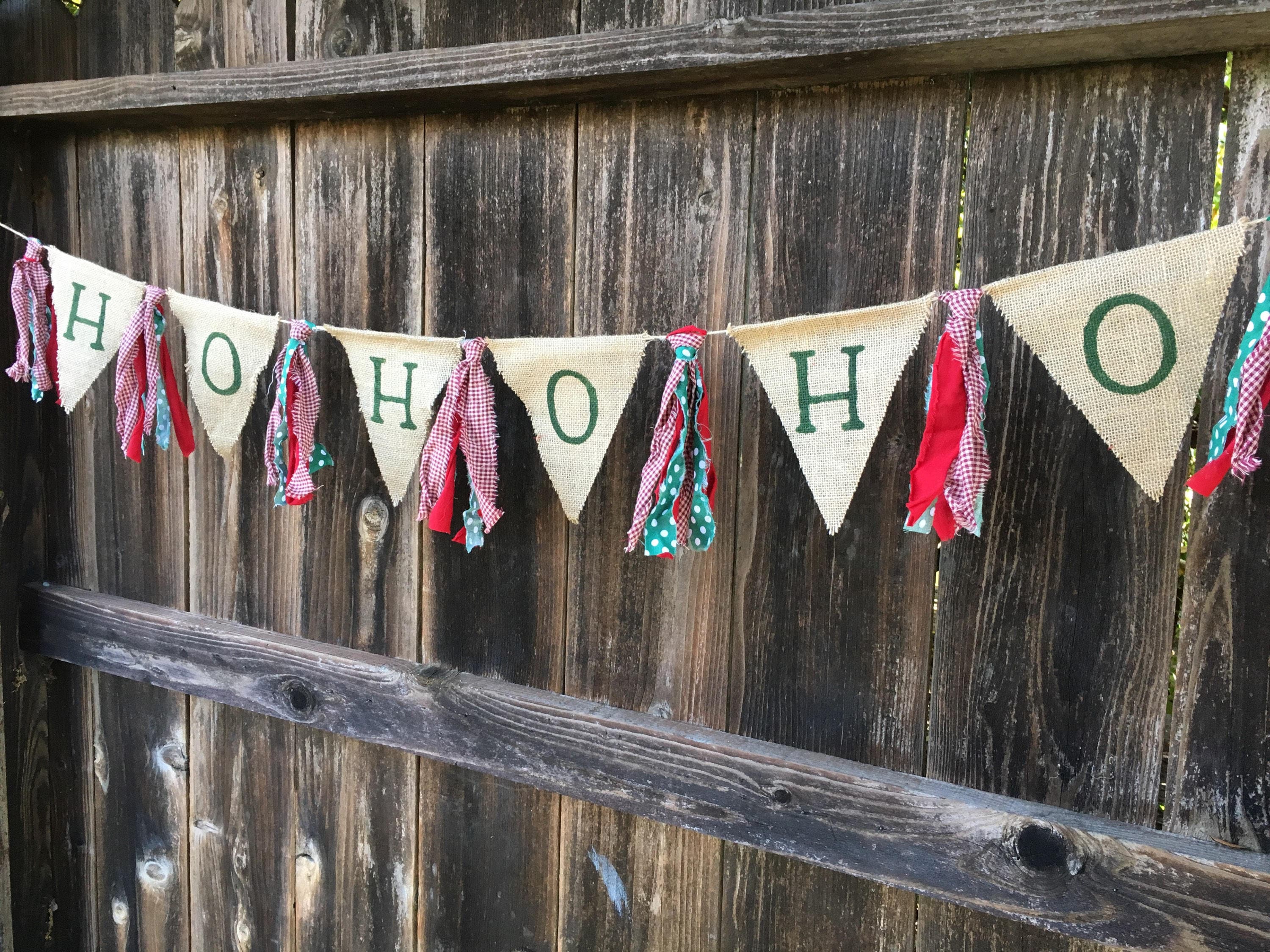 christmas banner burlap christmas ho ho ho ho ho ho banner rag tie banner holiday banner - Burlap Christmas Banner christmas banner burlap christmas ho ho ho ho ho ho banner rag tie banner holiday banner - Burlap Christmas Banner