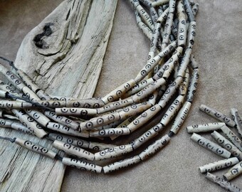 Rustic Gray bone tube beads Grey Indian Beads 1inch tube beads Full Strand
