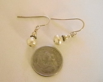 Small Dainty Faux Pearl Dangle Pierced Earrings