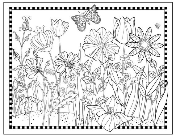 Download Printable Flower Garden Coloring pageFlowers to Color