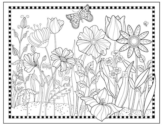 Download Printable Flower Garden Coloring pageFlowers to Color