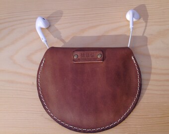 Leather cord holder , cable organizer, leather holder, handcrafted,mbg leather ,apple, headphones