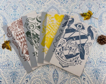 Blasons maisons de Poudlard- Carnets de notes, Griffondor, Serdaigle, Poufsouffle, Serpentard