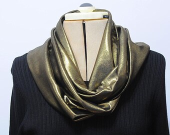 Gold Black Liquid Lame Infinity Scarf