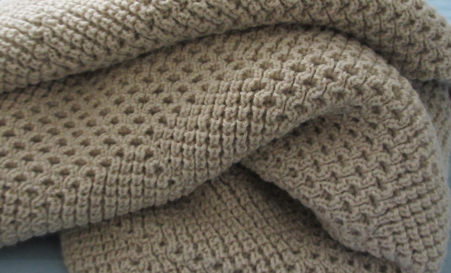 Knitted Afghan Throw Blanket Stone