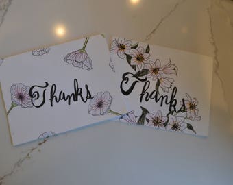 Floral 'Thanks' Cards - Set of 2