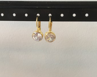 Bezel set cz earring
