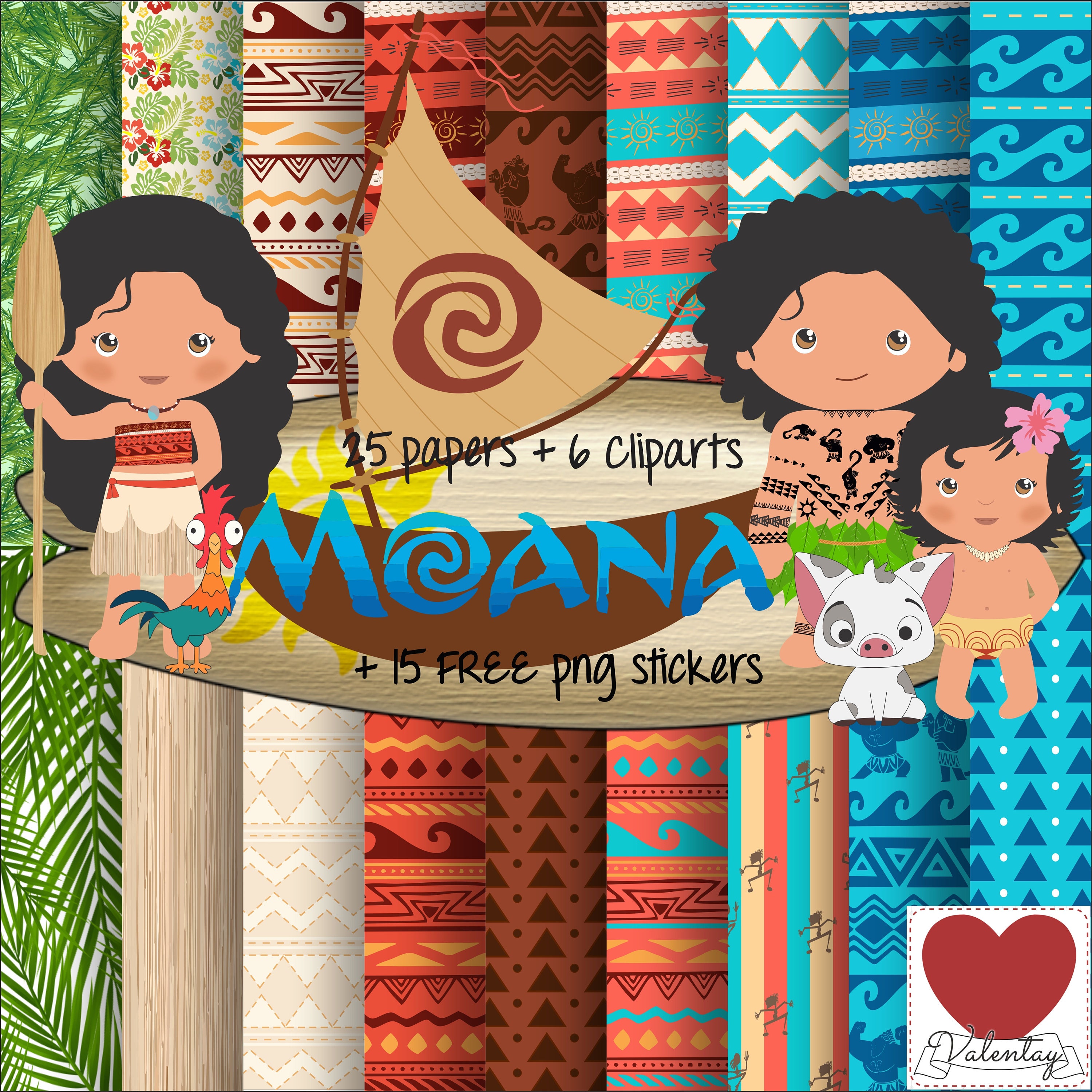 Moana Digital Paper Kit Digital Moana Cute Clipart Moana ...