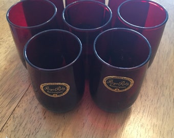 Anchor Hocking Rotal Ruby juice glasses