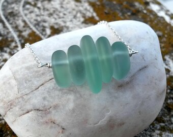 Mothers day gift, sea glass necklace, sea glass jewelry sterling silver necklace, green beach glass necklace, dainty necklace, beach jewelry