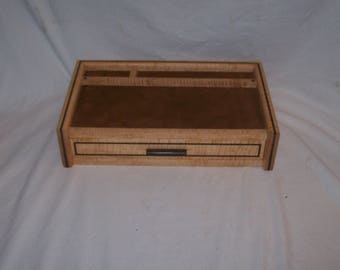 Men's Jewelry Box Valet or Dresser Box Watch Box Fiddle Back Maple