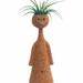Thinkers Ceramic Vase with Living Air Plant - Yellow - 2" x 2" x 7" - Live Trends