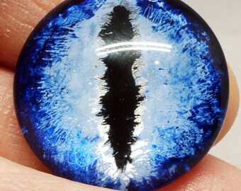 Blue Dragon Eye Cabochon 25mm Round Glass Eye Hand Painted