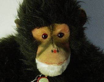 huge vtg 70 Hermann sitting plush monkey Gorilla with tag