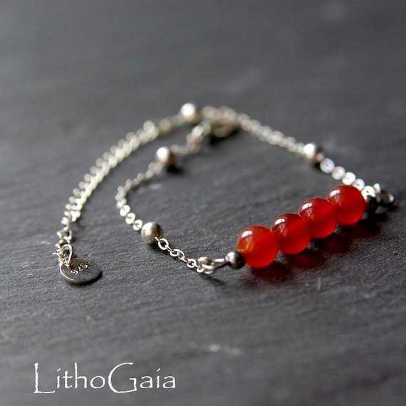 Cornelian Bar Bracelet, 925 Sterling Silver, birthstone Bracelet, Cornelian jewelry, Cornelian Bracelet, Gift for Her, Zodiac, Mother's Day