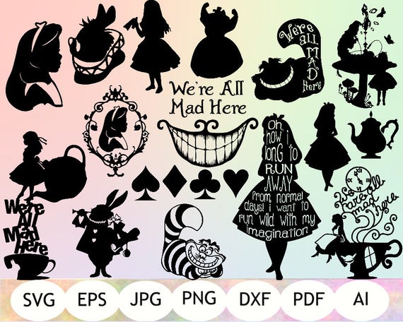 Alice in Wonderland SVG Alice in Wonderland Silhouette Alice