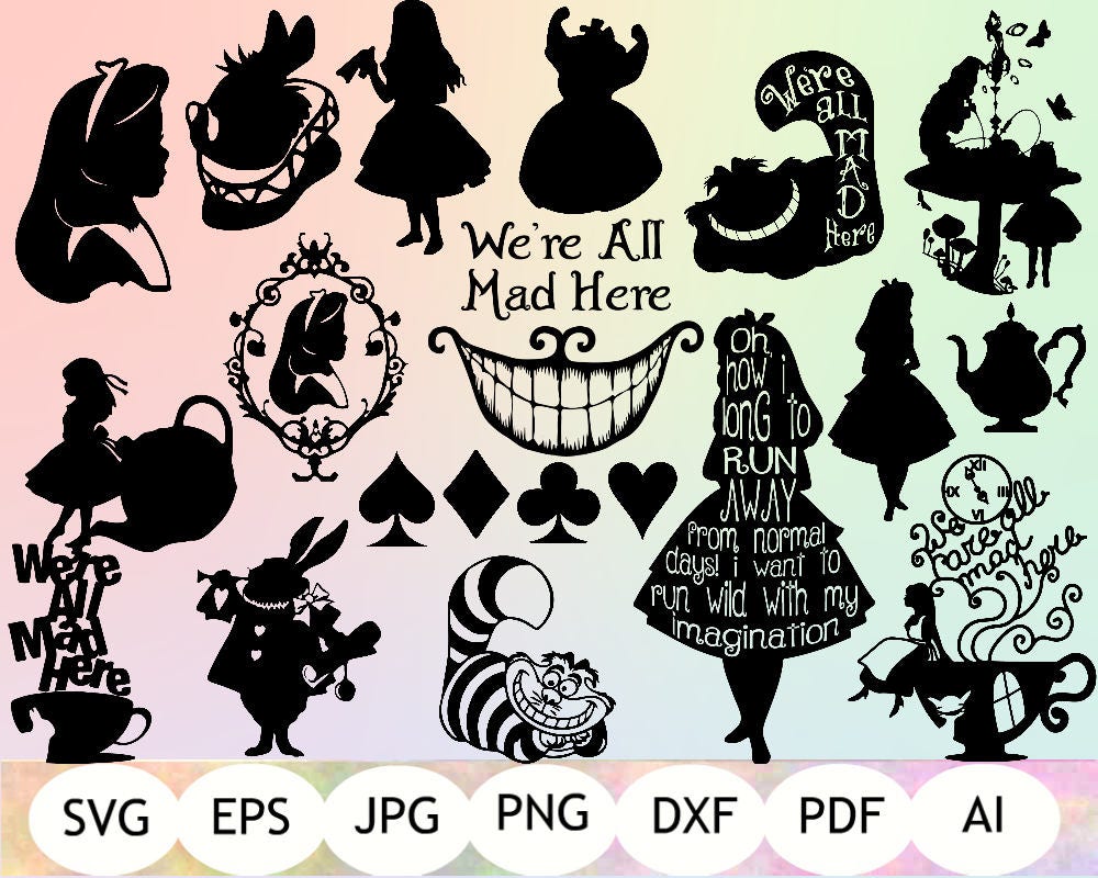 Alice In Wonderland Outline Svg