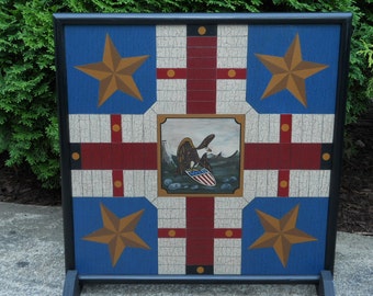 19", Parcheesi, Game Board, Primitive, Folk Art, Game Boards, Wood, Wooden, Board Game, Hand Painted