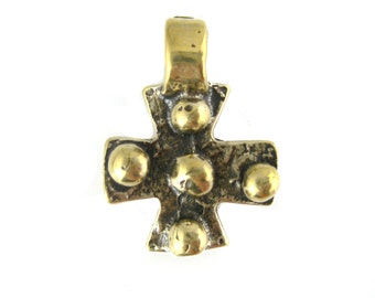 Bronze Studded Cross Artisan Charm Pendant (SBC-24)