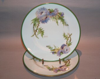 8455: Royal Doulton Glamis Thistle SET 2 Salad Luncheon Plates Artist P Curnock Vintage Fine China at Vintageway Furniture