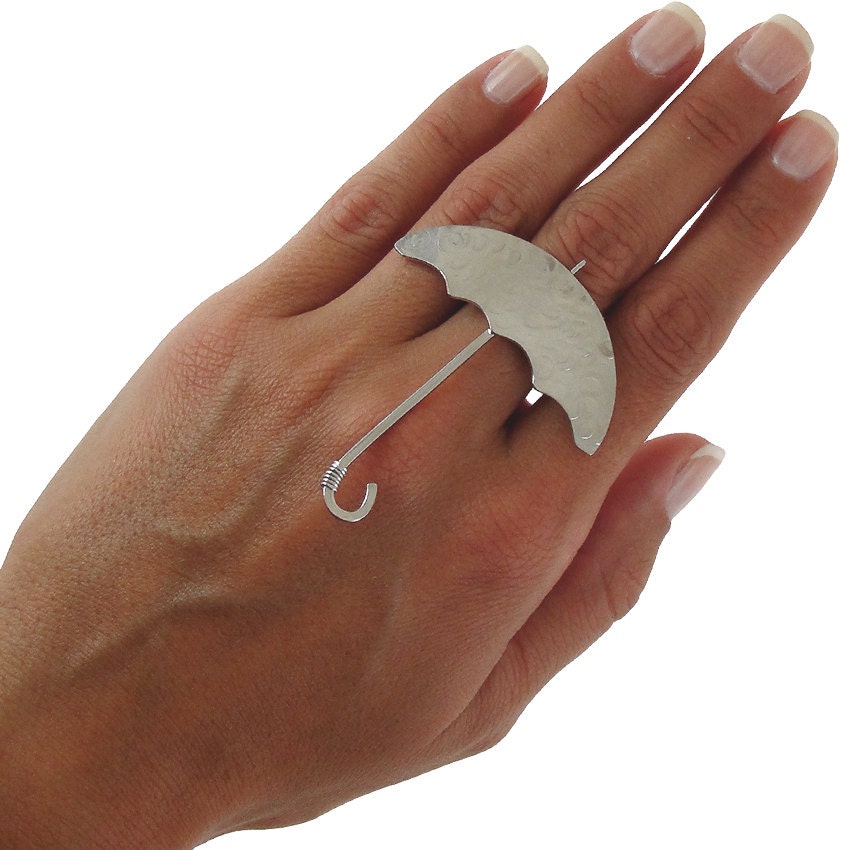 Chunky ring umbrella ring statement ring silver ring for