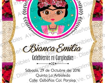 Frida Kahlo Invitations, Frida Kahlo Birthday Invitations, Frida Kahlo Mexican Party, Frida Kahlo Floral Invitations
