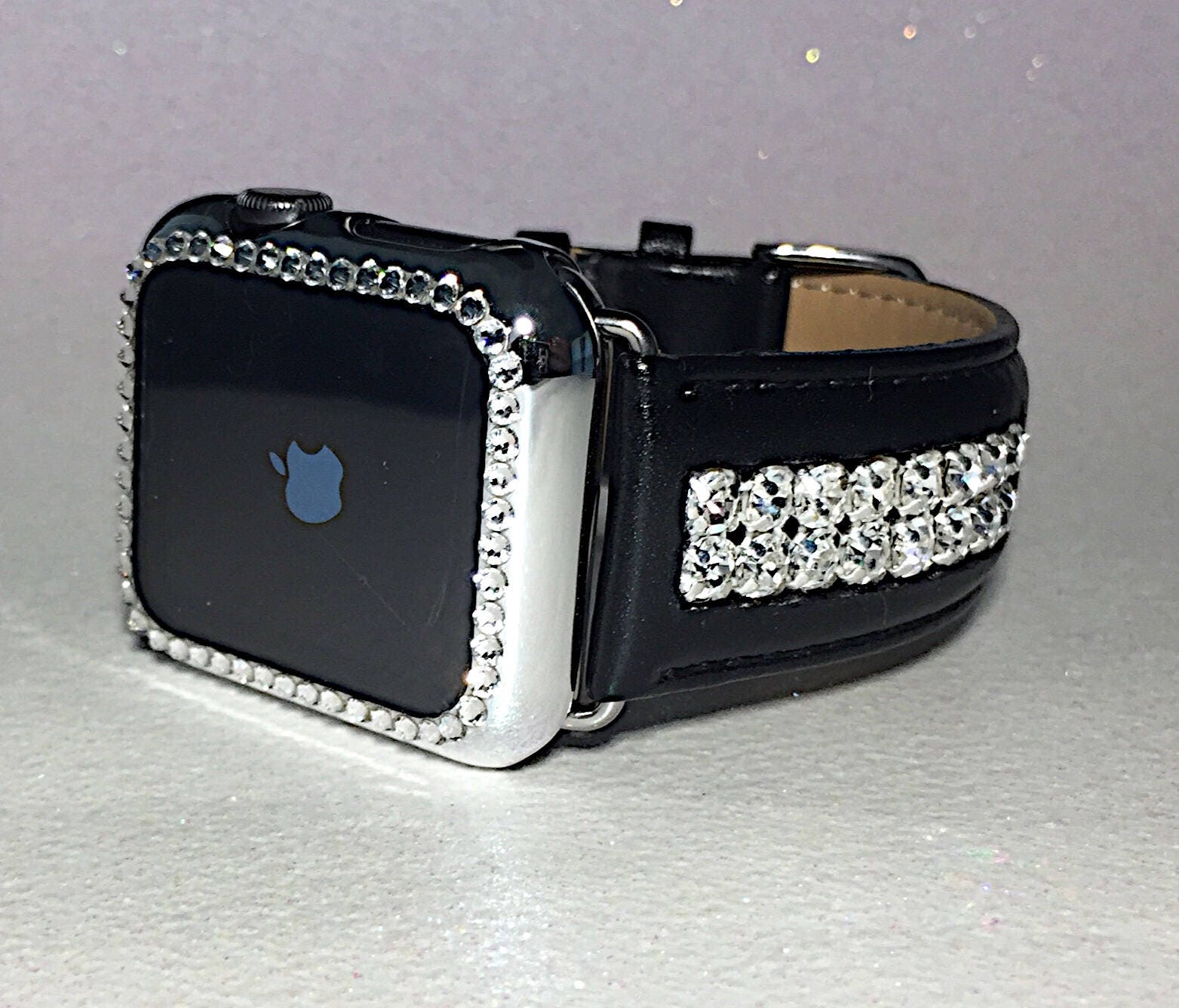 38mm or 42mm Super Bling Apple Watch Band with Clear Swarovski