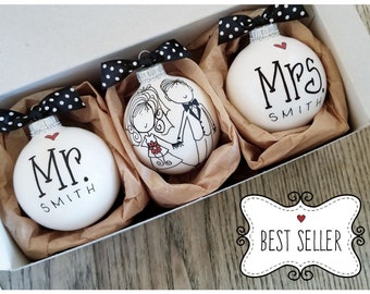 Wedding Gift, Gift for the Couple, Wedding Ornaments, Personalized Couples Gift, Mr. & Mrs. Keepsake, Unique Wedding Gift, "Mr. and Mrs."