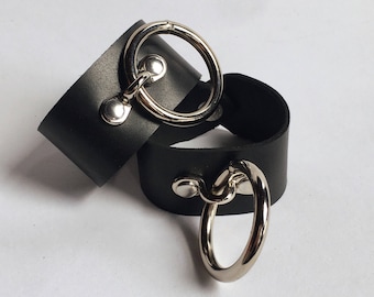 Pluto Cuffs - Wide Leather O Ring Cuffs