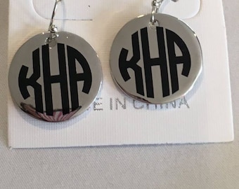 Monogram silver earrings