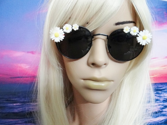 Flower Sunnies Sunglasses Sun Glasses Daisy Hippie Boho Festival Hippies Hippy Flower Power Round Aviators Mermaid Peace