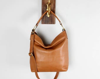 Tan Leather Handbag, Leather Hobo, Tote, Purse