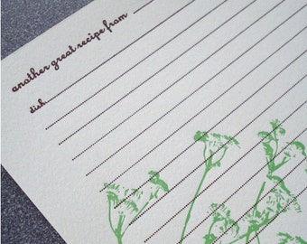 Letterpress Recipe Cards - Set of 8