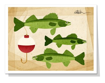 Walleye and Fishing Bobber Greeting Card