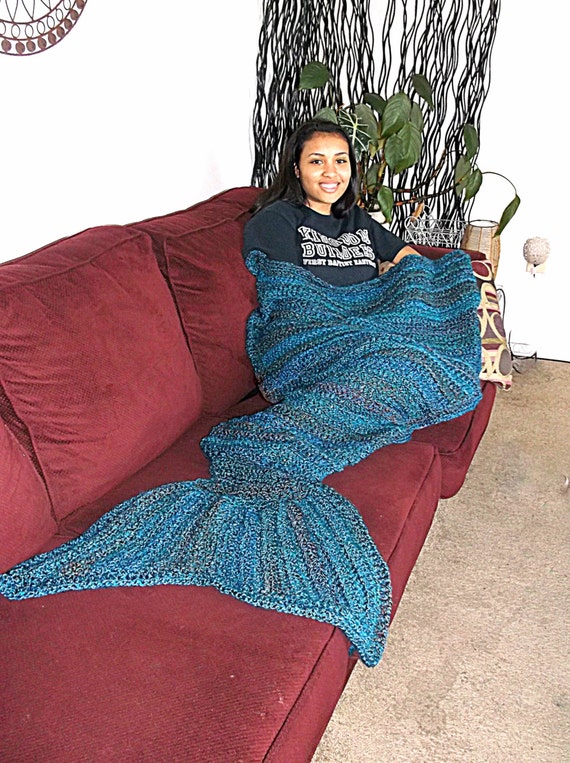 Hand Crochet Mermaid Tail Lap blanket Crochet Mermaid Afgan