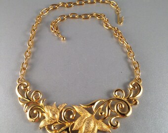 Vintage Gold Flowers Adjustable Choker Necklace Adjustable Up to 18 Inches Long 1 Inch Wide Previously Twenty Dollars ON SALE