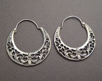 Coin silver hoop earrings