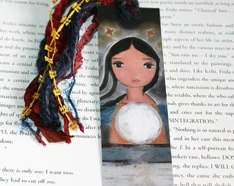 Sailing with the Moon in my Heart - Laminated Bookmark Handmade - Original Art by FLOR LARIOS
