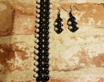 Formal Glass Peral Bracelet & Earrings