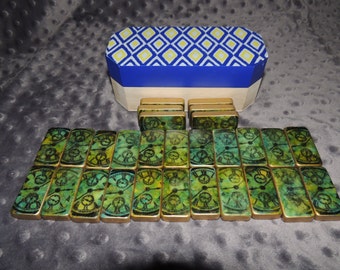 Hand Inked and Stamped Vintage Style Dominoes