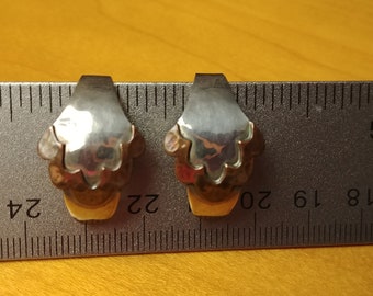 Vintage Sterling Silver and Copper Hammered Earrings