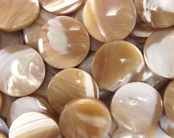 20mm natural mother of pearl mop coin beads 15.5" strand 34671