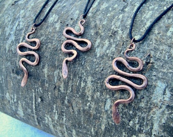 Hand Forged Copper Snake Pendant