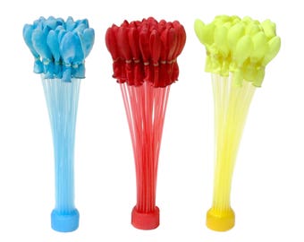 Magic Water Balloons - 3 Bunches Fills in 60 Seconds 111 Total Water Balloons Already Tied Water Balloon Filler Self Sealing RED BLUE YELLOW