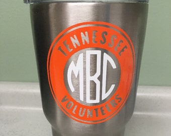 Tennessee Vols Yeti Decal - Monogram Yeti Decal - Tennessee Volunteers - Tennessee Decal - UT decal - Tennessee Vols - TN vols - Car Decal