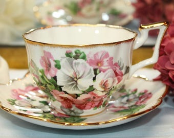 SALISBURY Bone China Teacup and Saucer Set.