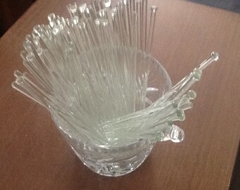 Vintage glass swizzle sticks for alcohol drinks
