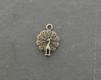 Bronze Peacock charm 17 mm x 14 mm