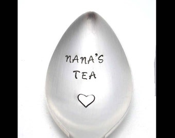 Stamped Spoon Vintage Silverware Nana's Tea Gift For Grandma Engraved Teaspoon Gifts Under 15 Personalized Flatware Funny Spoons