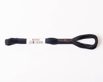 Cosmo embroidery floss - black #600- 8m skein - 6 strands - size 25